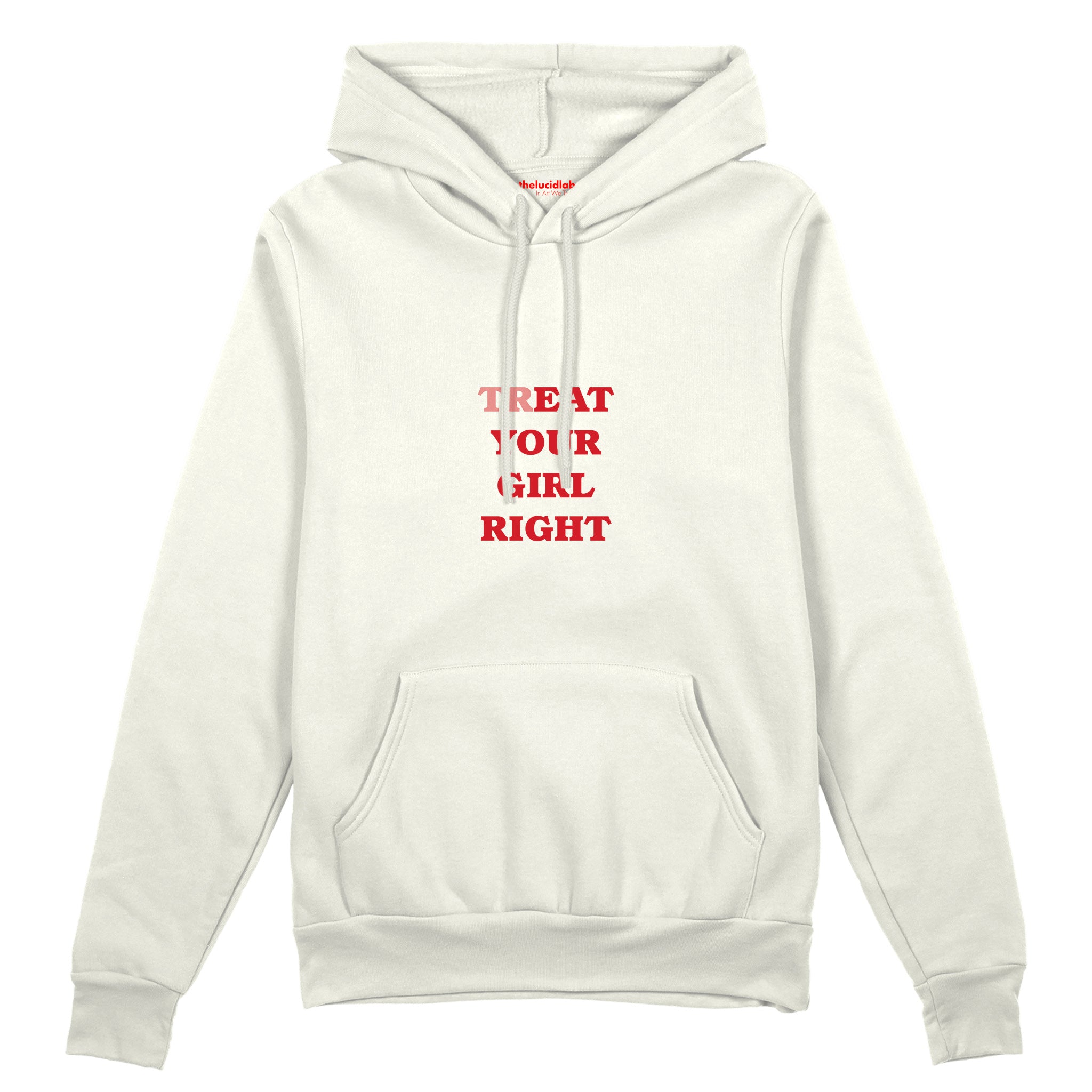 Treat Your Girl Right Oversize Hoodie Beyaz Ön