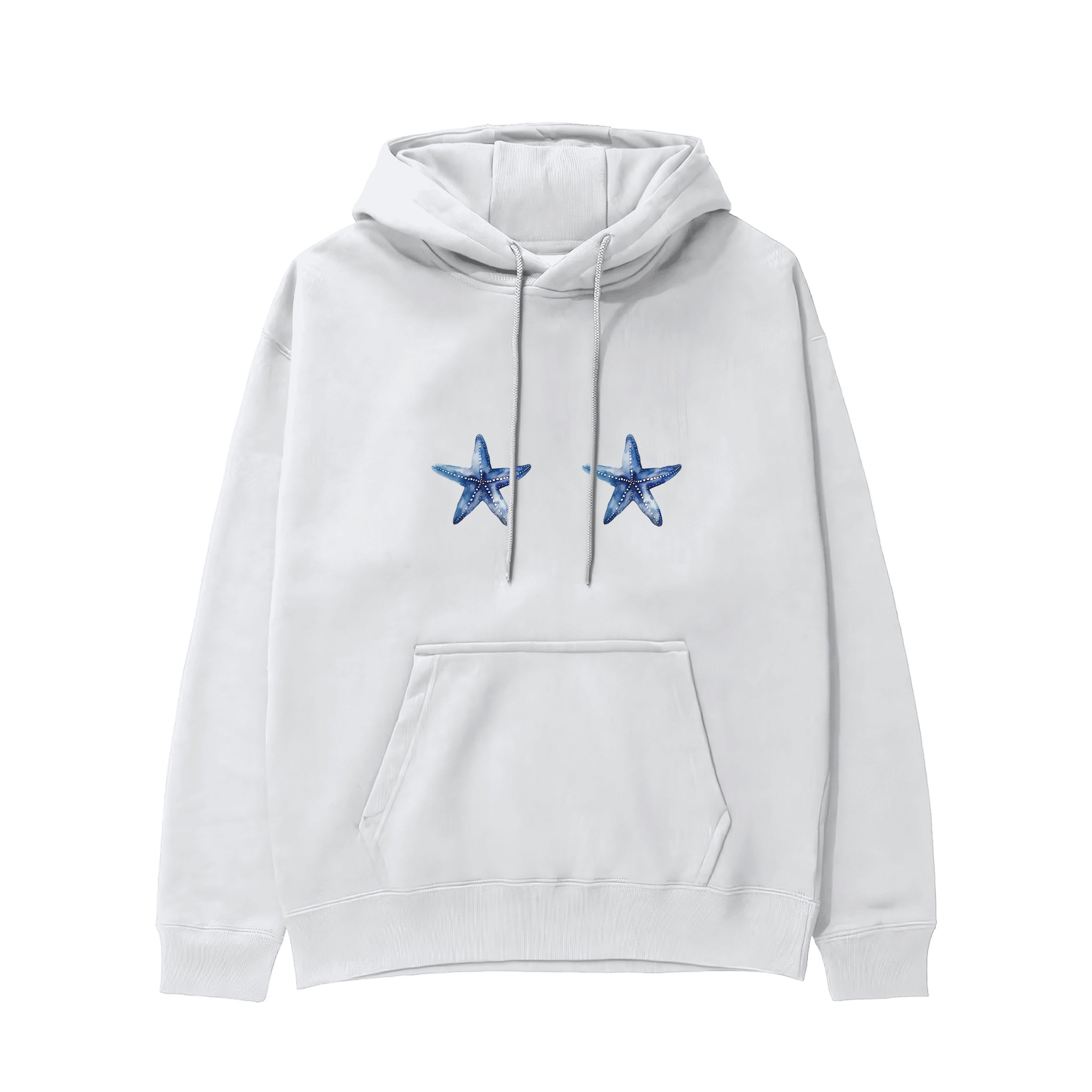 Two Stars Up Hoodie Beyaz Ön