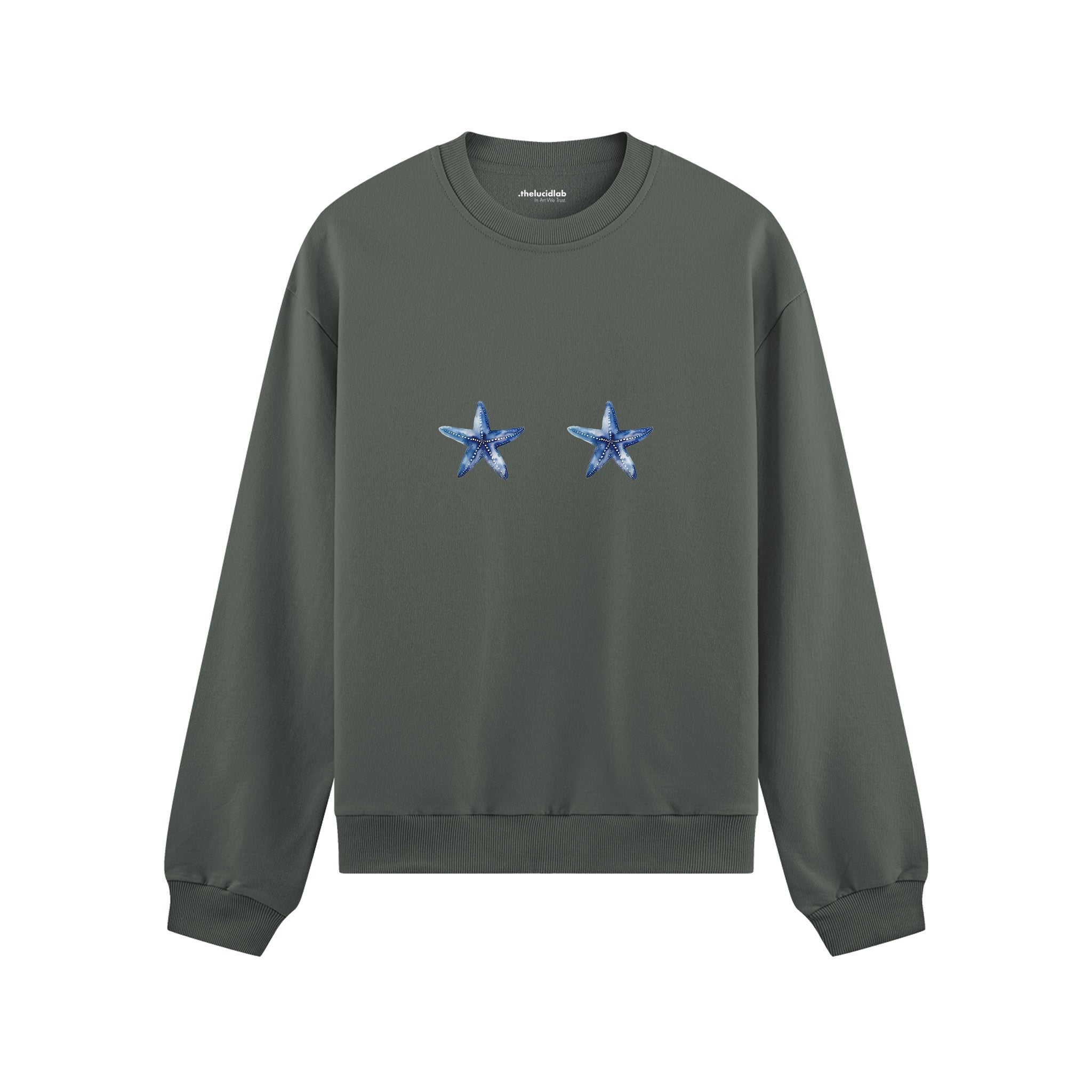 Two Stars Up Oversize Sweatshirt Antrasit Ön