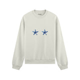 Two Stars Up Oversize Sweatshirt Beyaz Ön