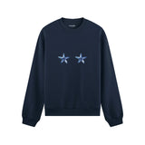 Two Stars Up Oversize Sweatshirt Lacivert Ön