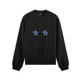 Two Stars Up Oversize Sweatshirt Siyah Ön