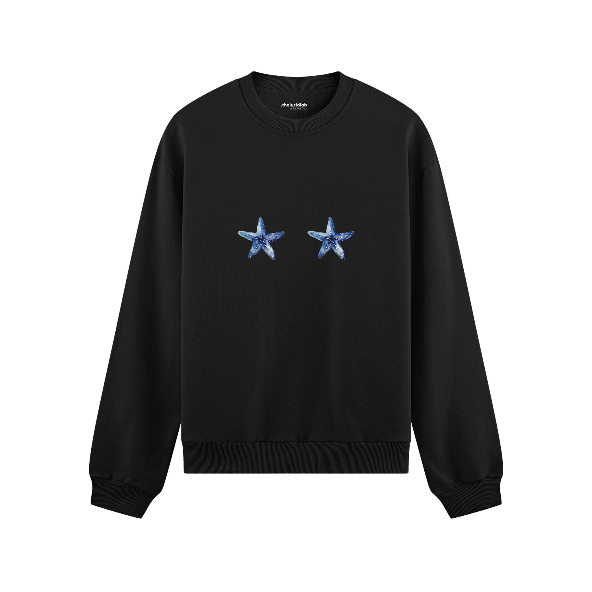 Two Stars Up Oversize Sweatshirt Siyah Ön