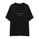 Warning I Bite Oversize Tişört