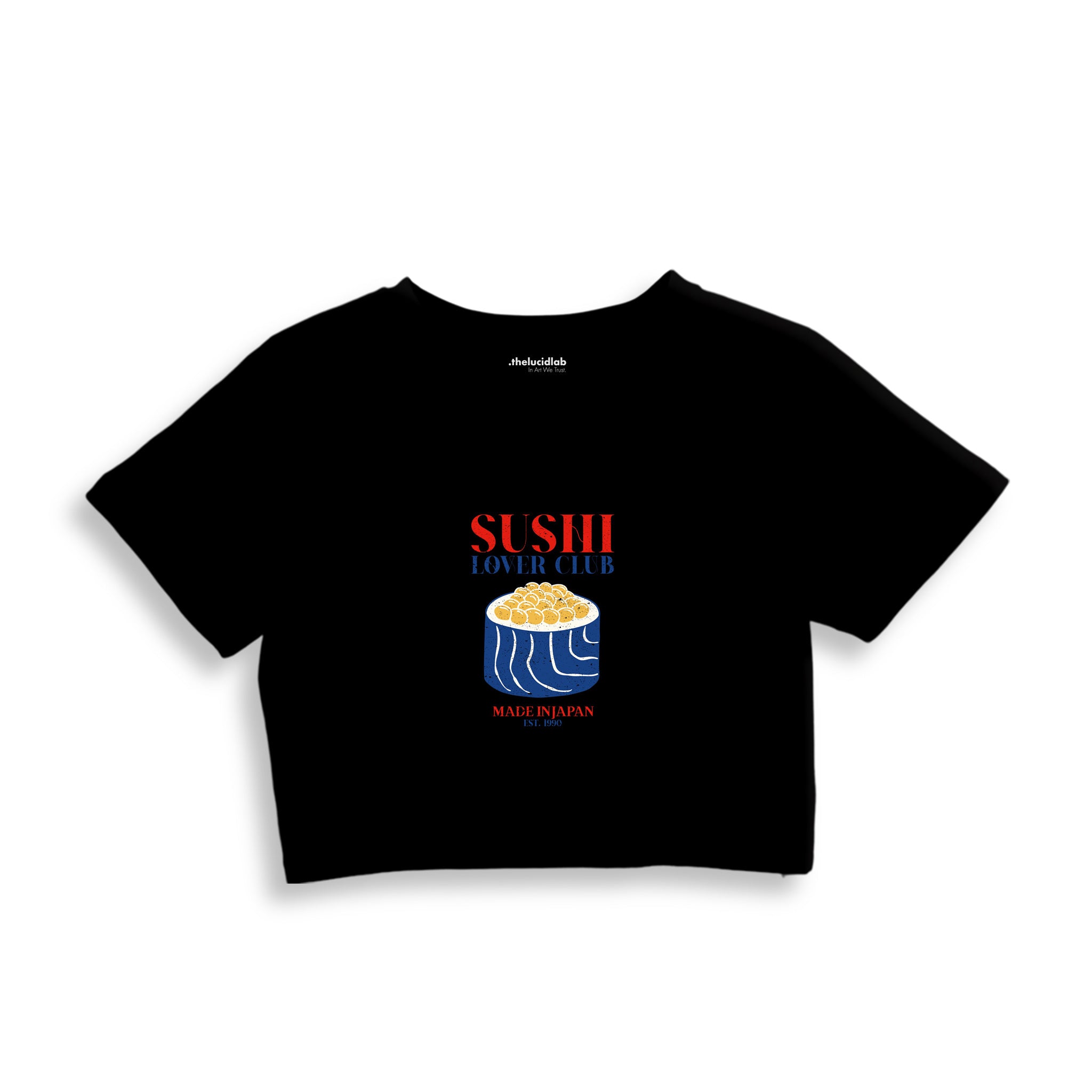 Sushi Lover Club Crop Tişört — Siyah
