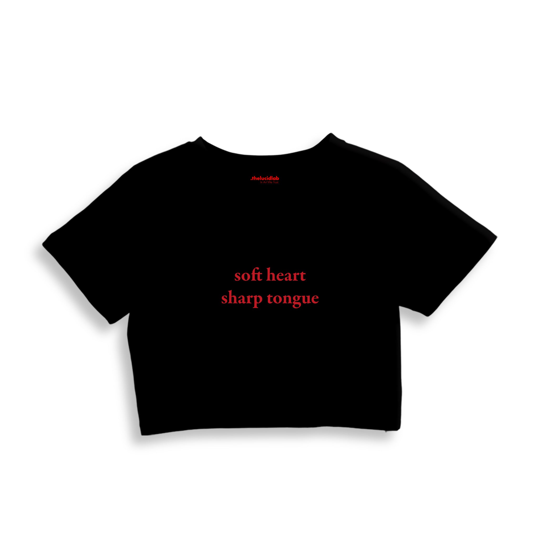 Soft Heart Sharp Tongue Crop Tişört — Siyah