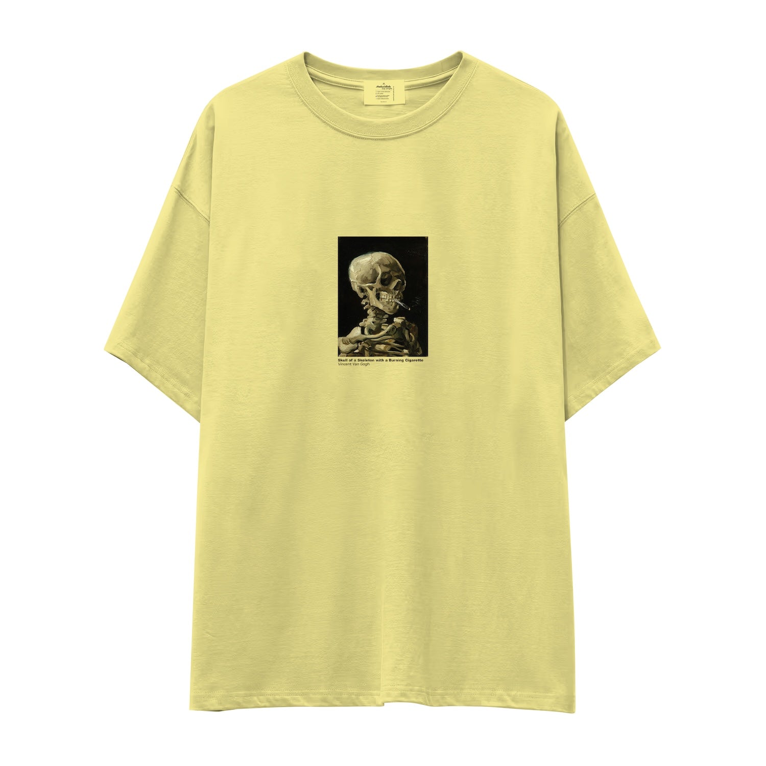 Skull of a Skeleton with Burning Cigarette Oversize Tişört