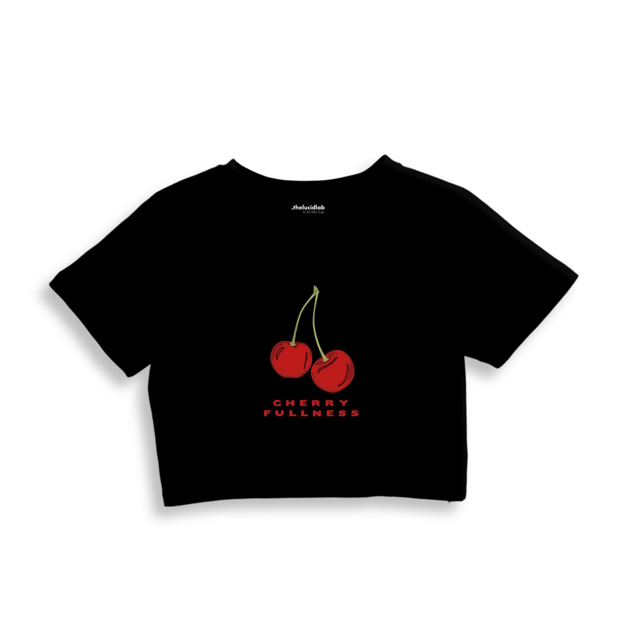 Cherry Fullness Crop Tişört — Siyah