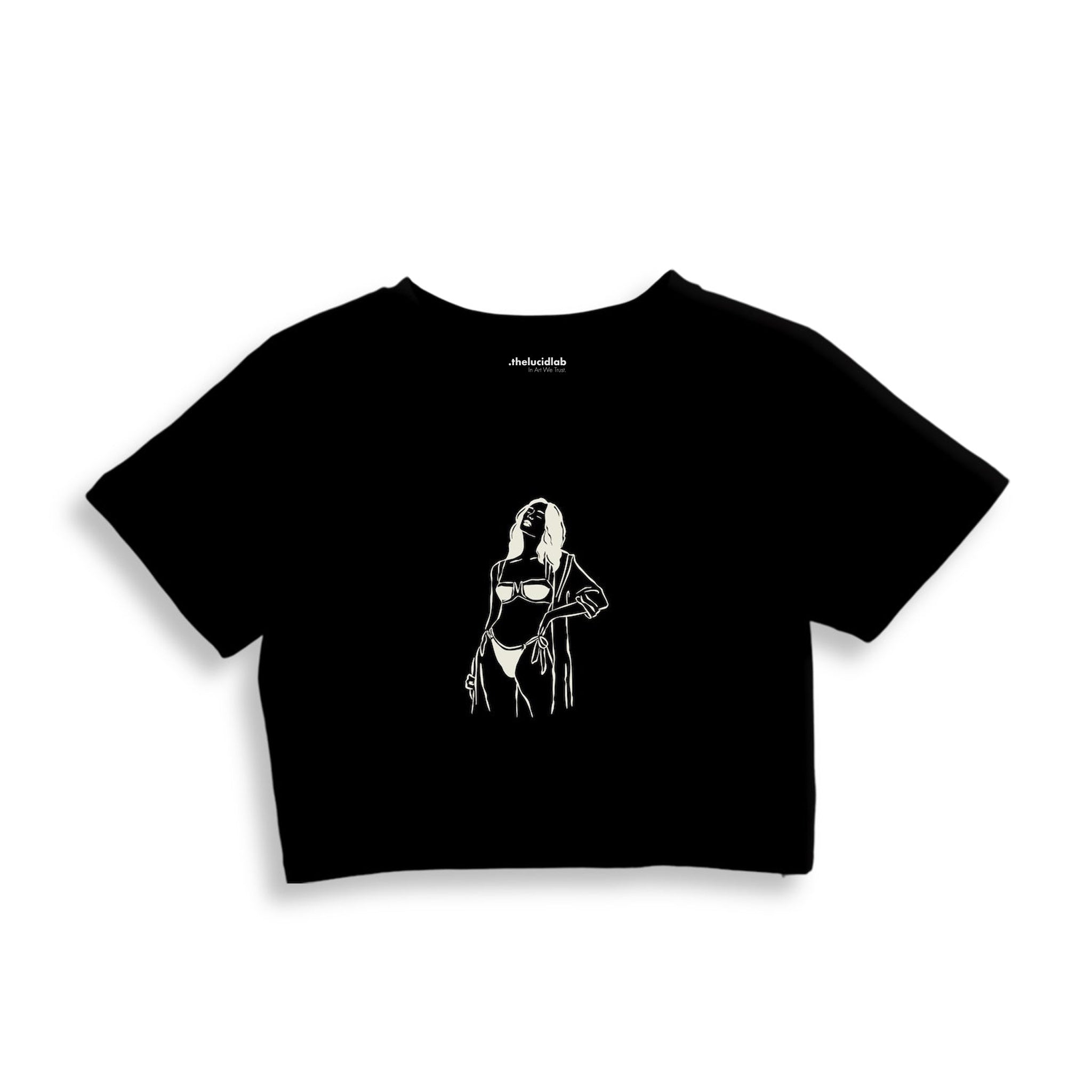 Catch Me By The Sea Crop Tişört — Siyah