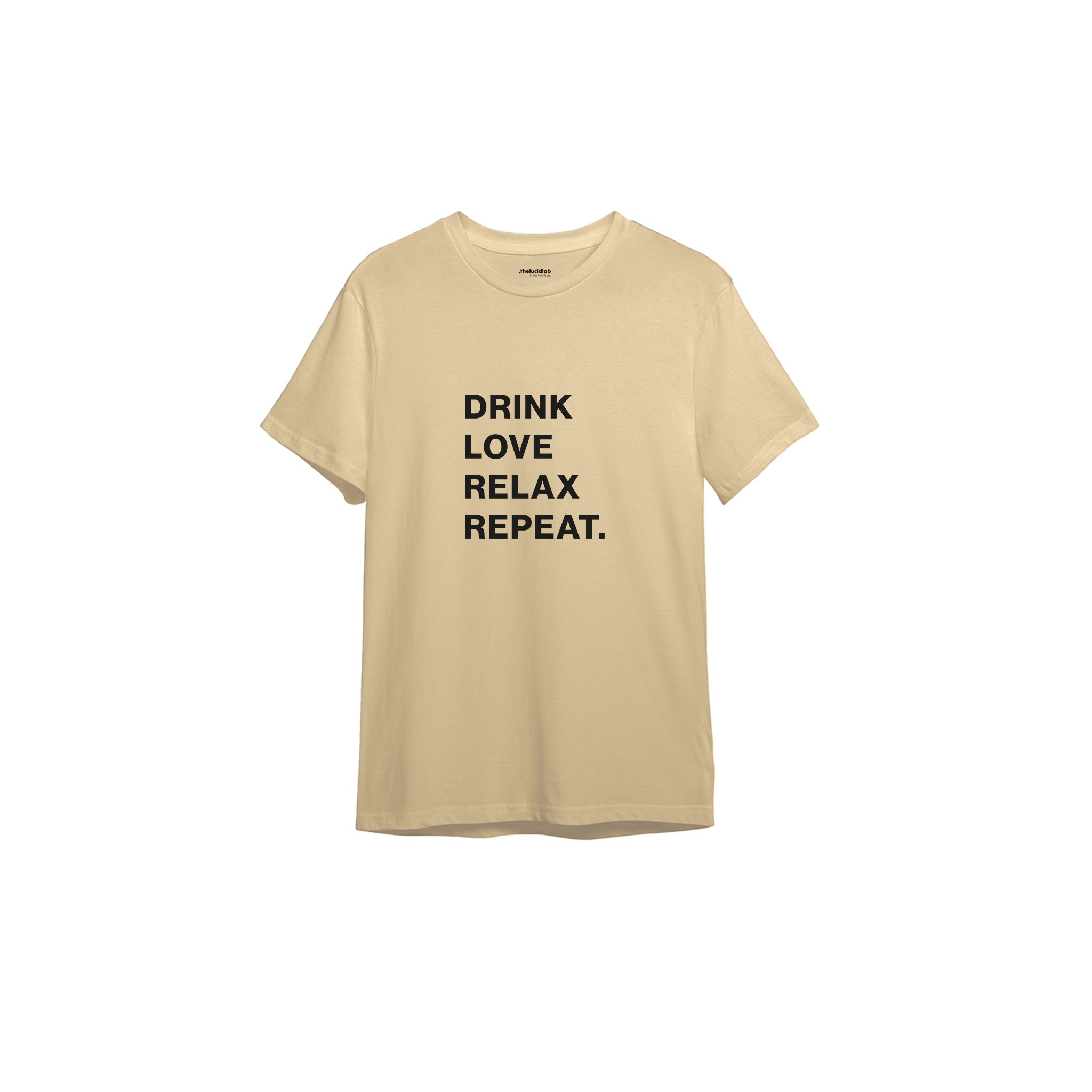 Drink Love Relax Repeat Tişört — Krem