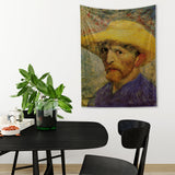 Van Gogh Self-Portrait with Straw Hat - Hasır Şapkalı Otoportre Duvar Örtüsü