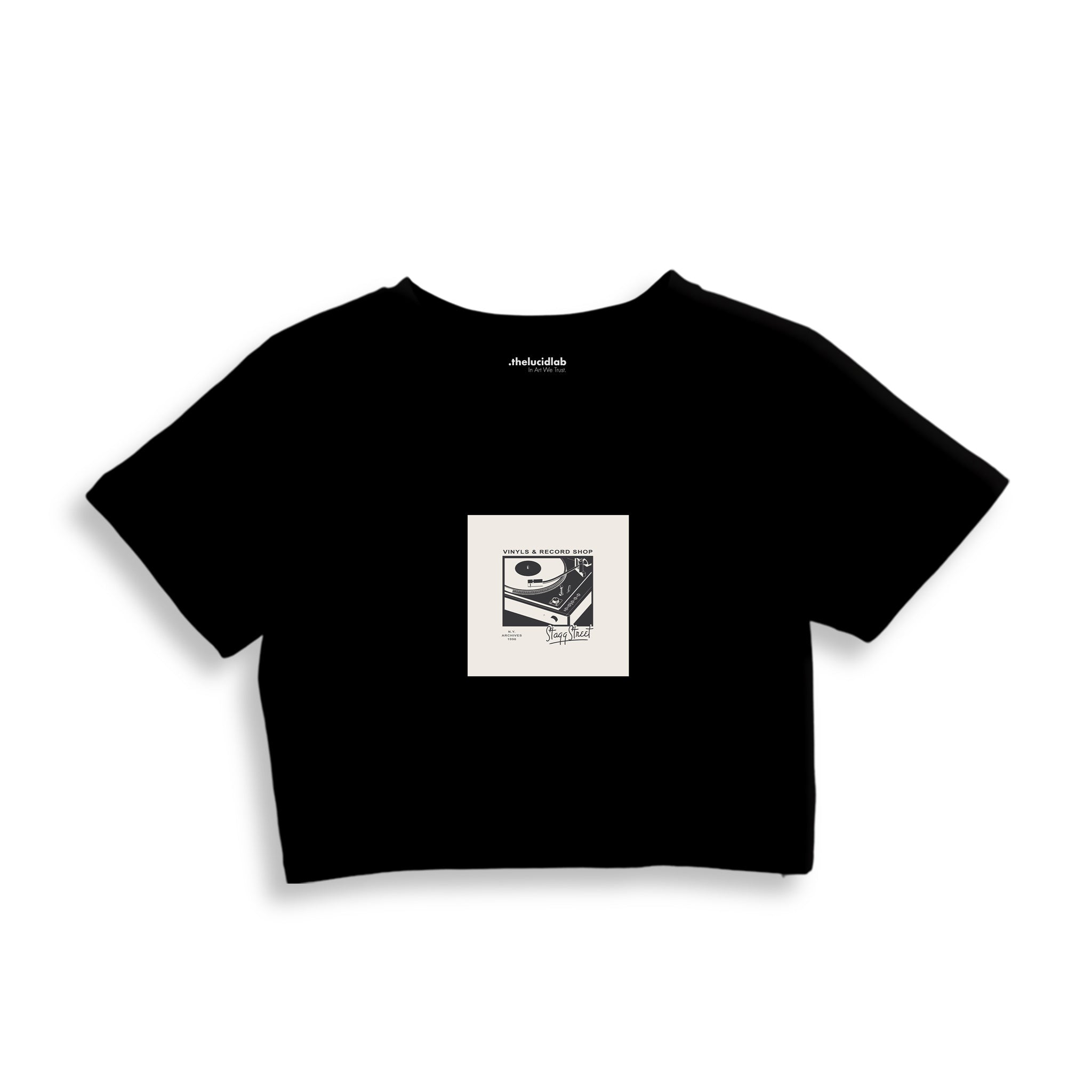Vinyl Dreams Crop Tişört — Siyah