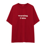 Warning I Bite Oversize Tişört