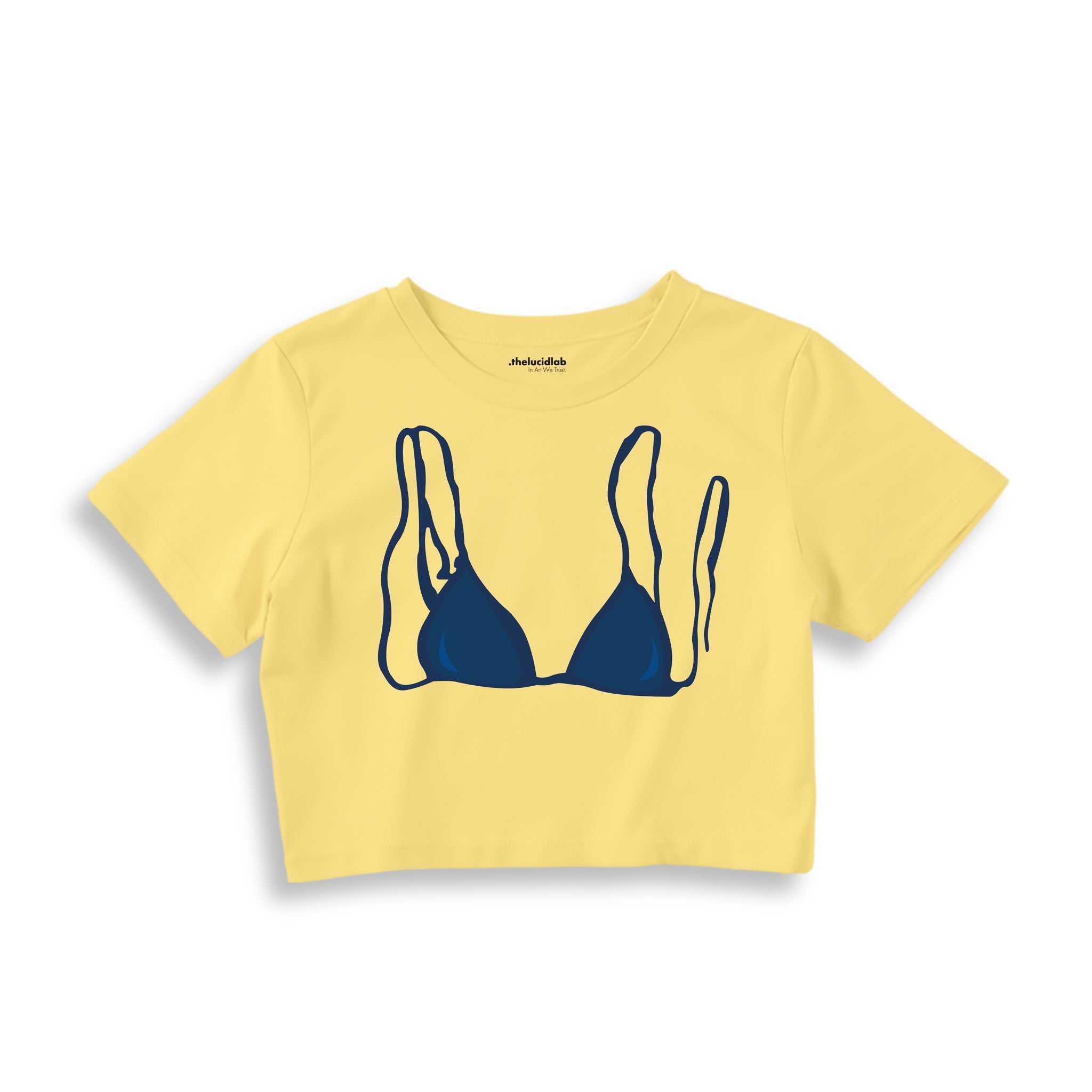 Navy Blue Bikini Crop Tişört — Sarı