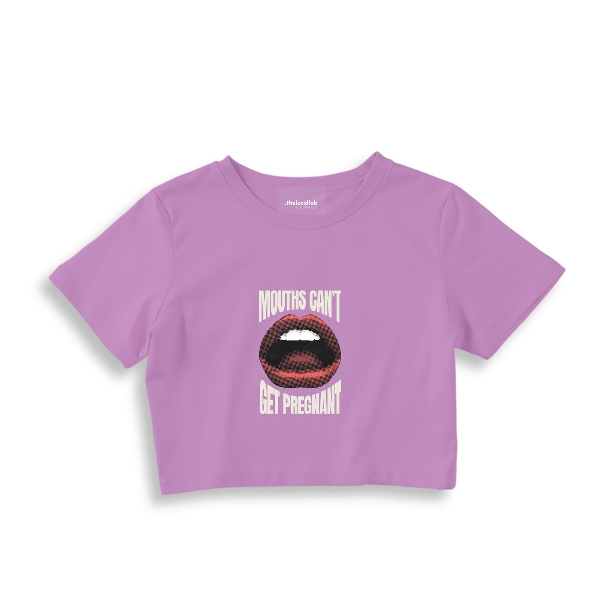 Mouths Can't Get Pregnant Crop Tişört — Lila