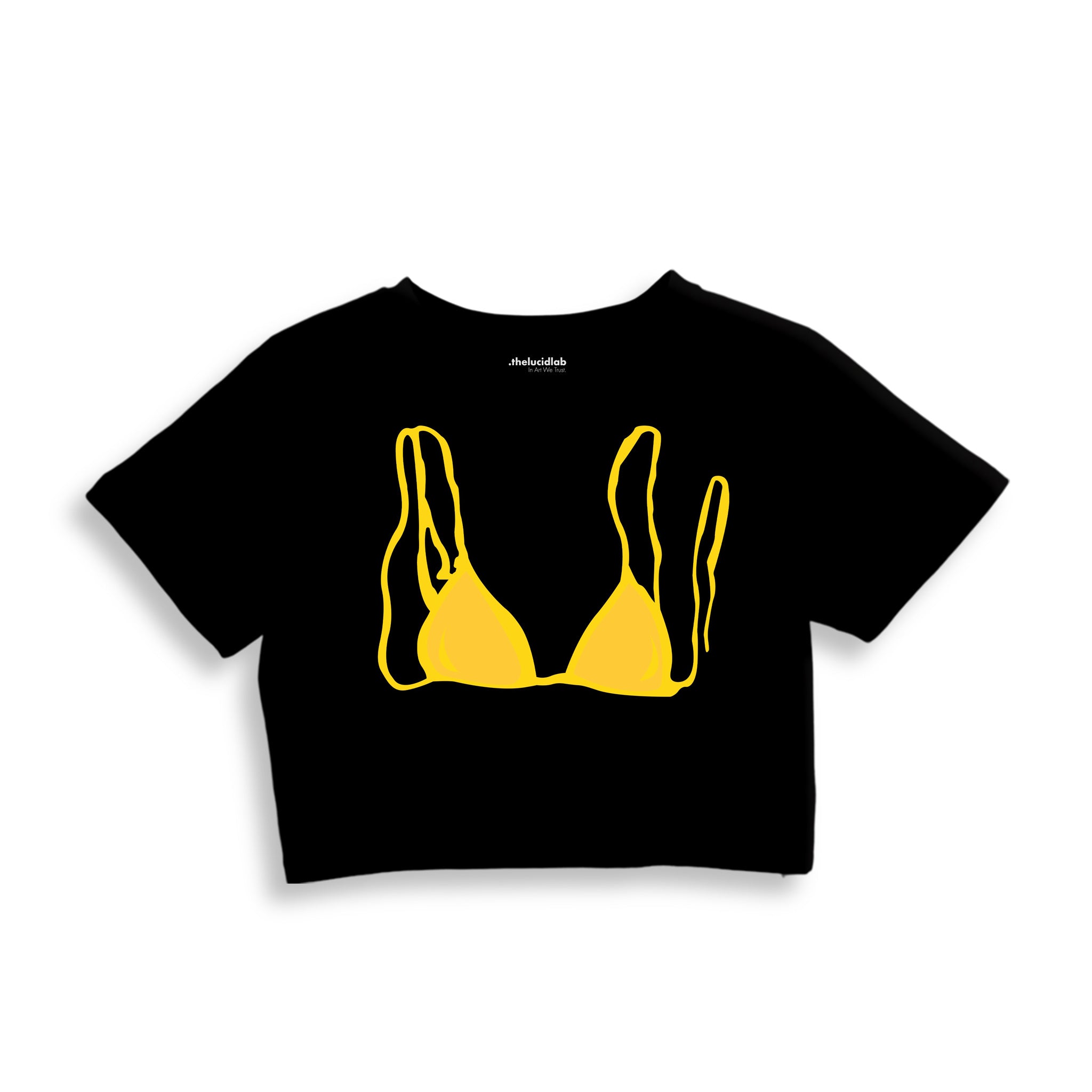 Yellow Bikini Crop Tişört — Siyah