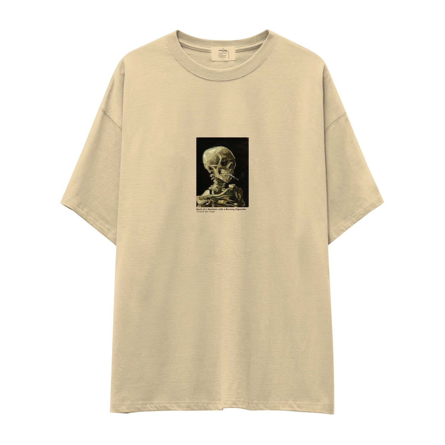 Skull of a Skeleton with Burning Cigarette Oversize Tişört