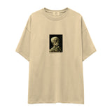 Skull of a Skeleton with Burning Cigarette Oversize Tişört