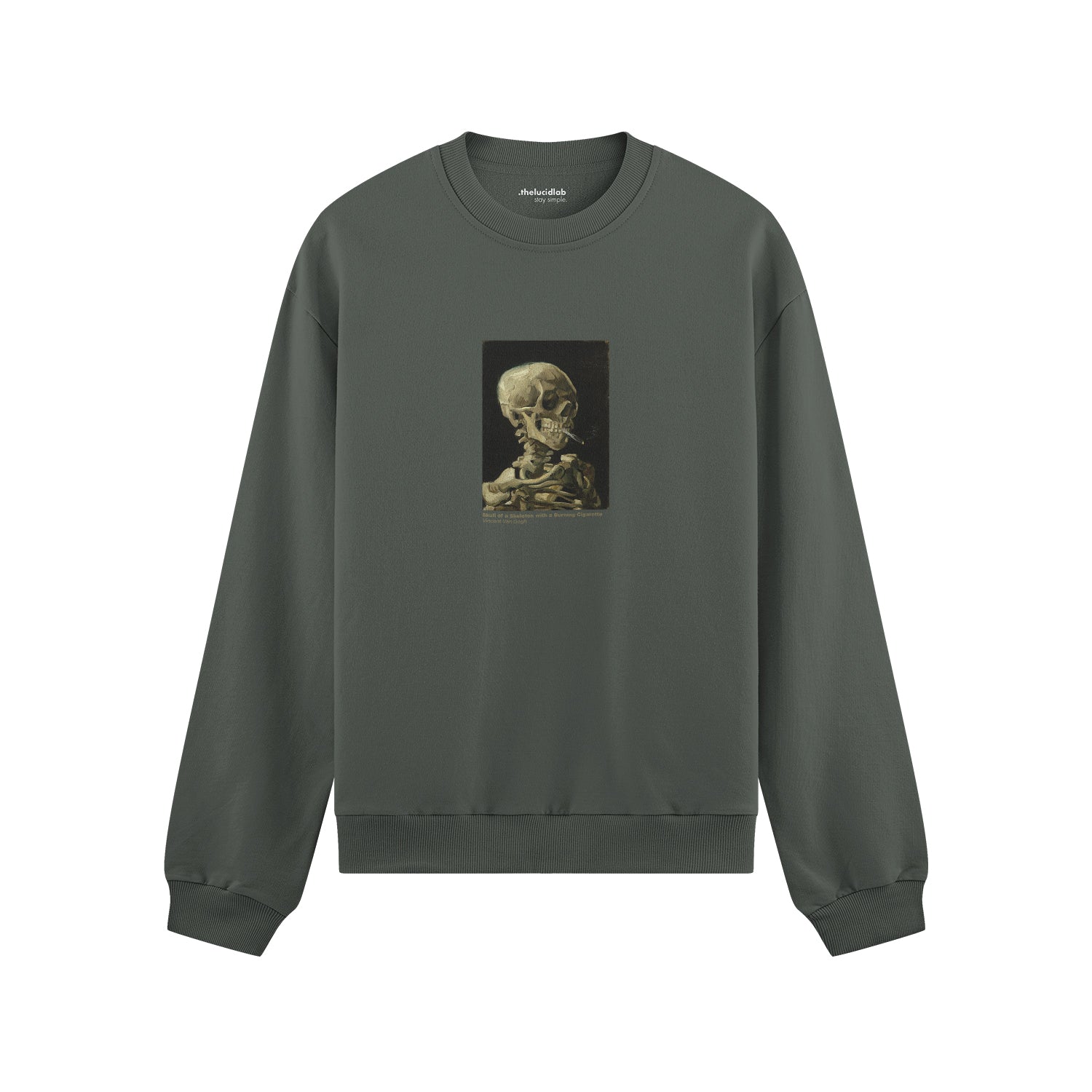 Skull of a Skeleton with Burning Cigarette Oversize Sweatshirt