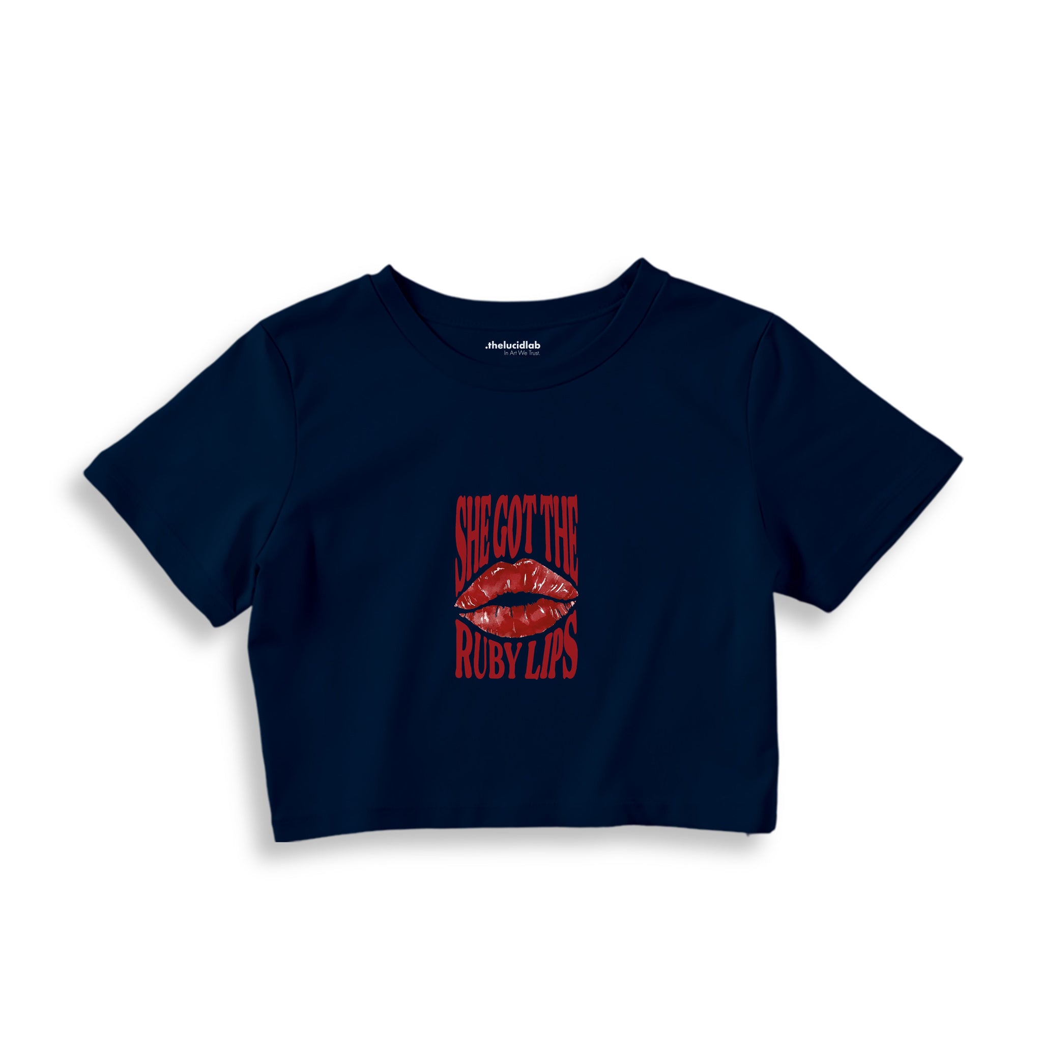 Ruby Lips Crop Tişört — Lacivert