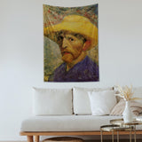 Van Gogh Self-Portrait with Straw Hat - Hasır Şapkalı Otoportre Duvar Örtüsü