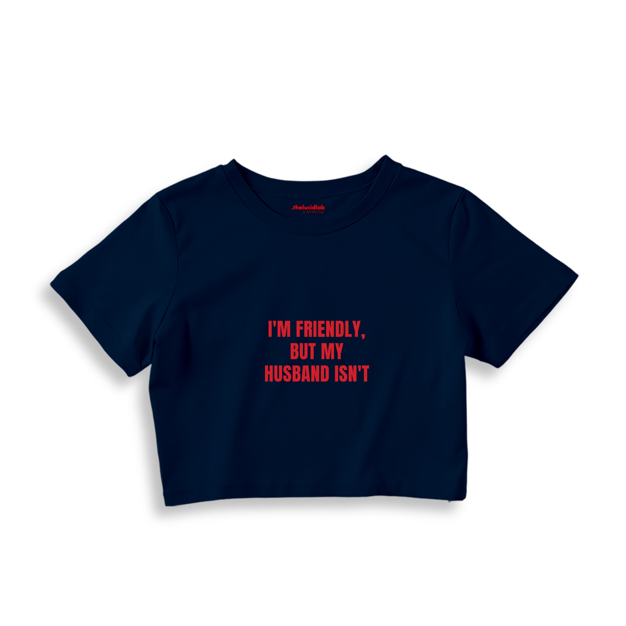 But My Husband Crop Tişört — Lacivert