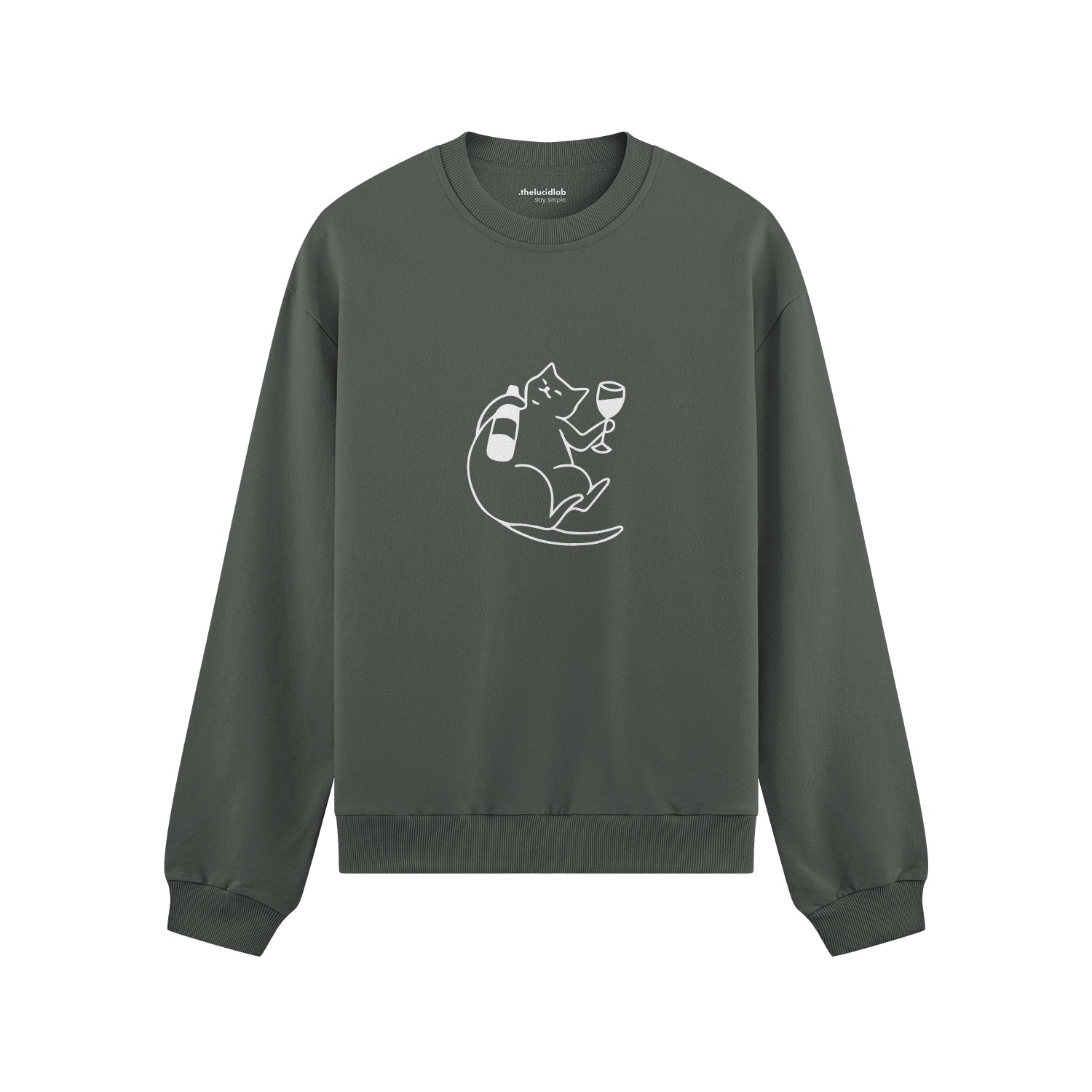 Wine Lover Cat Oversize Sweatshirt