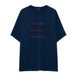 Fake Love Rich Sex Fast Money Oversize Tişört
