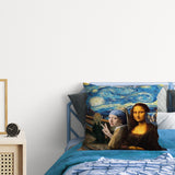 Mona Lisa - İnci Küpeli Kız - The Starry Night Çift Taraflı Kırlent Kılıfı 2 Adet