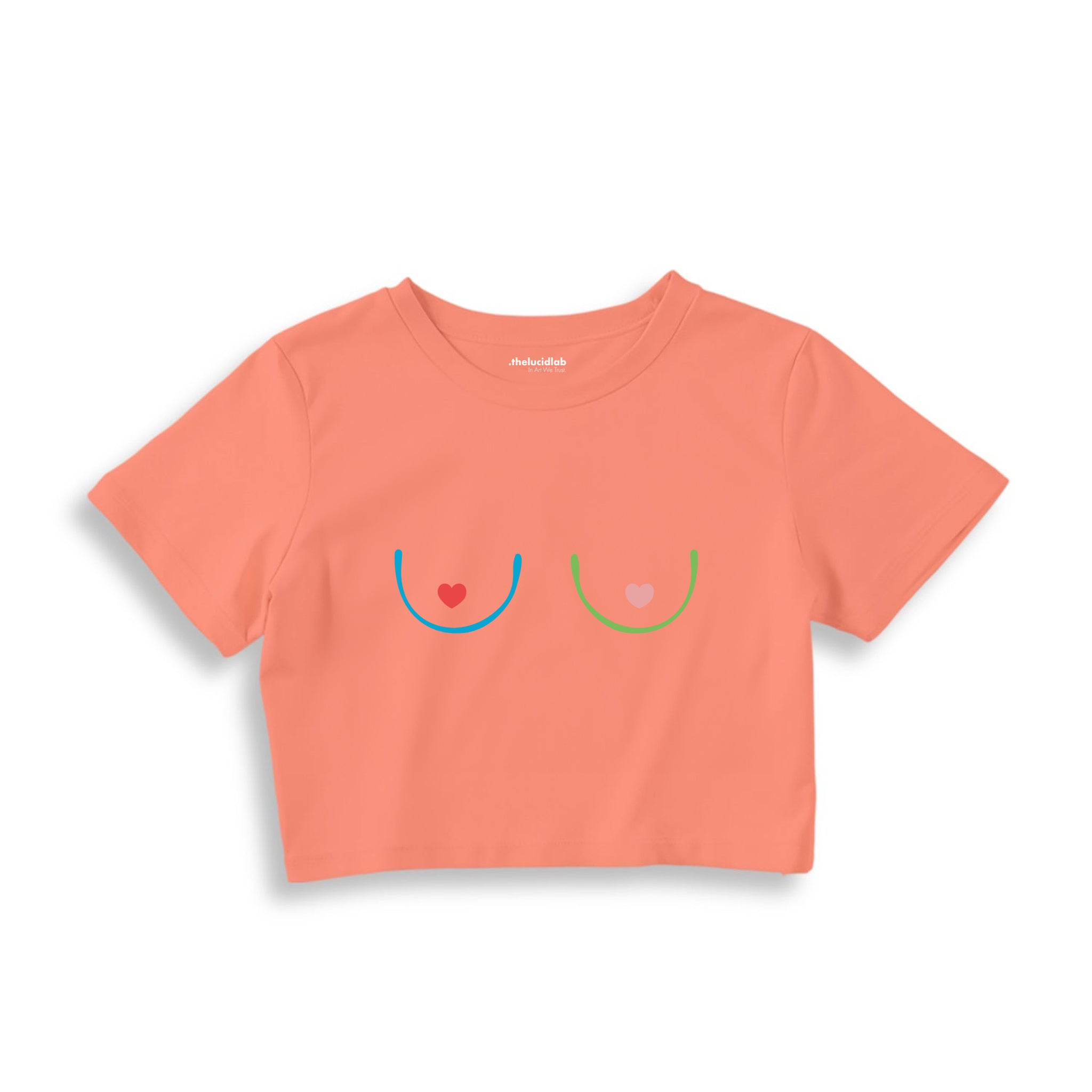 Boobs & Hearts Crop Tişört — Somon