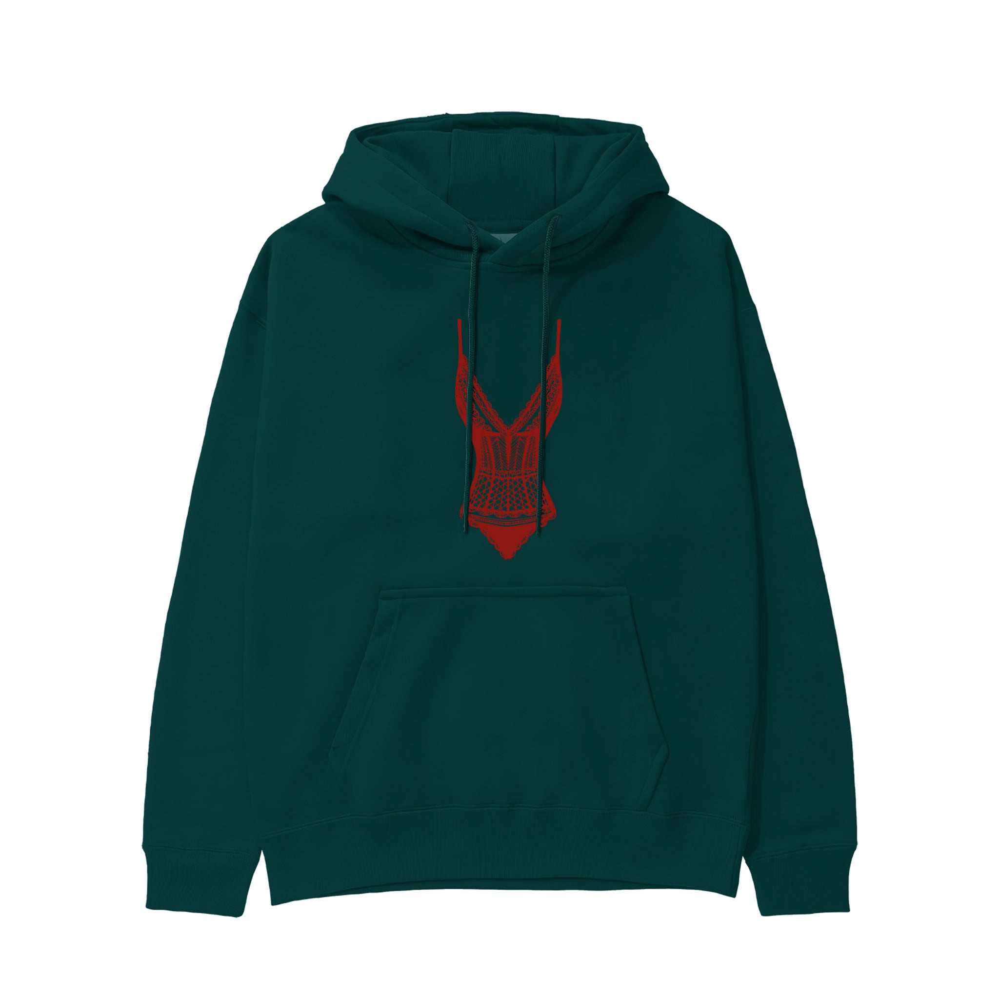 Bordeaux Contour Hoodie Koyu Yeşil Ön