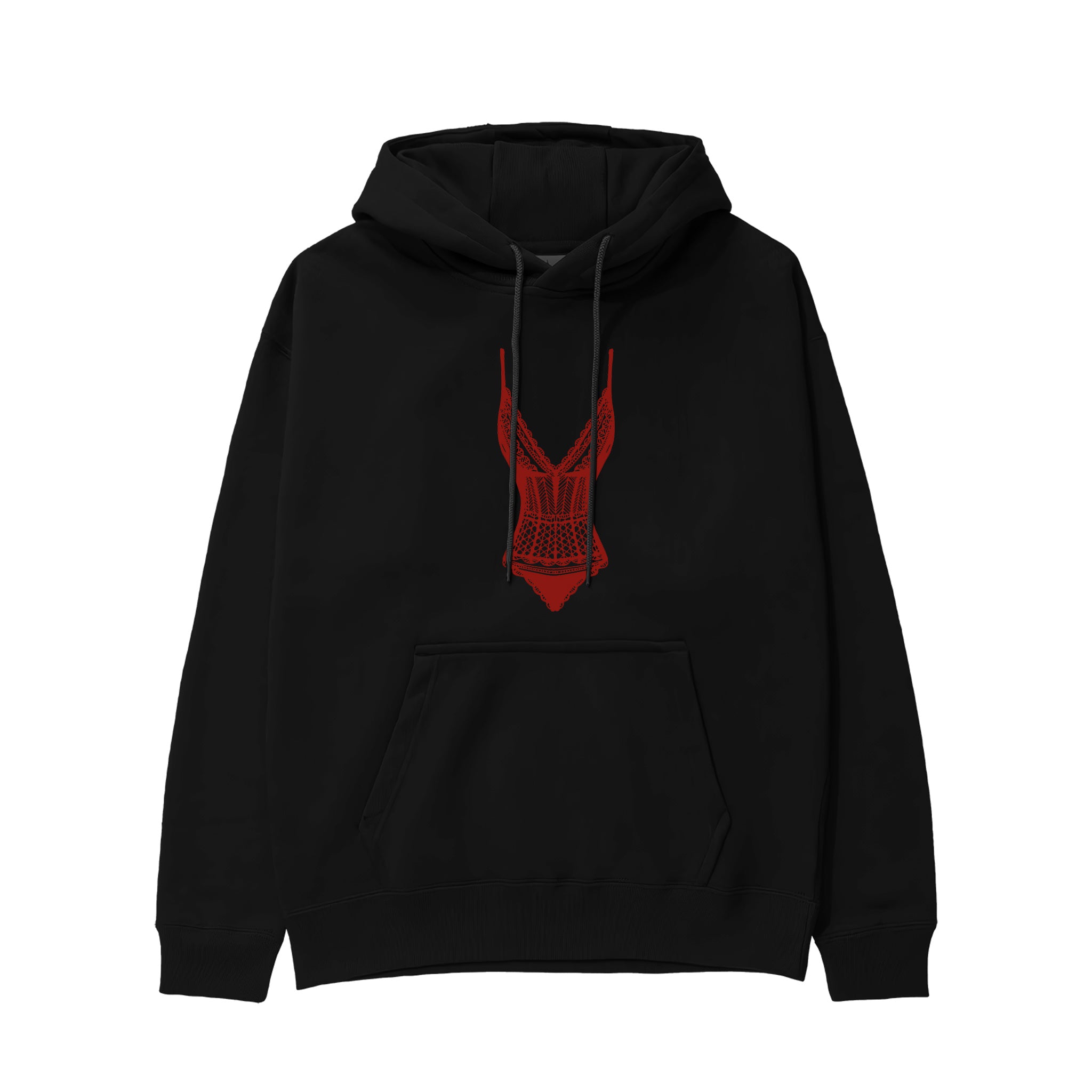 Bordeaux Contour Hoodie Siyah Ön