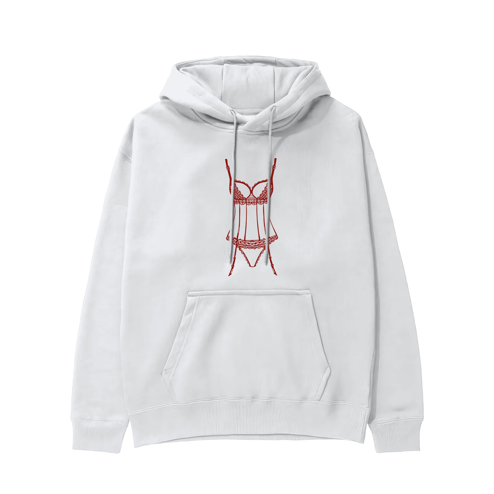 Bordeaux Silhouette Hoodie Beyaz Ön