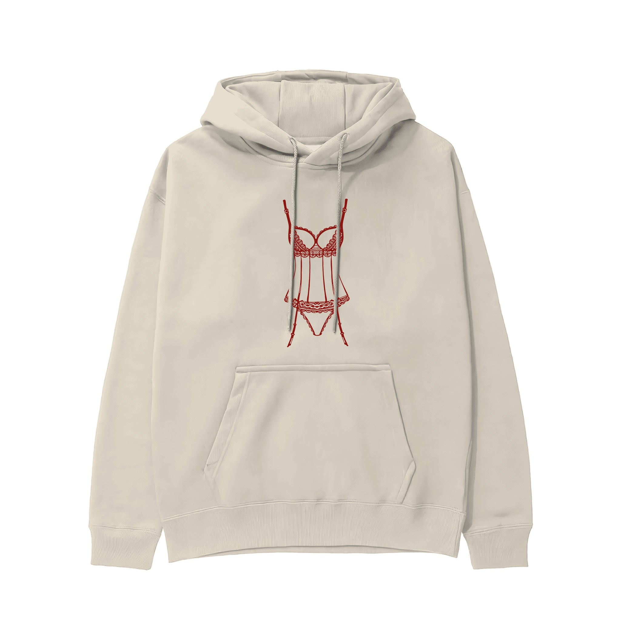 Bordeaux Silhouette Hoodie Krem Ön