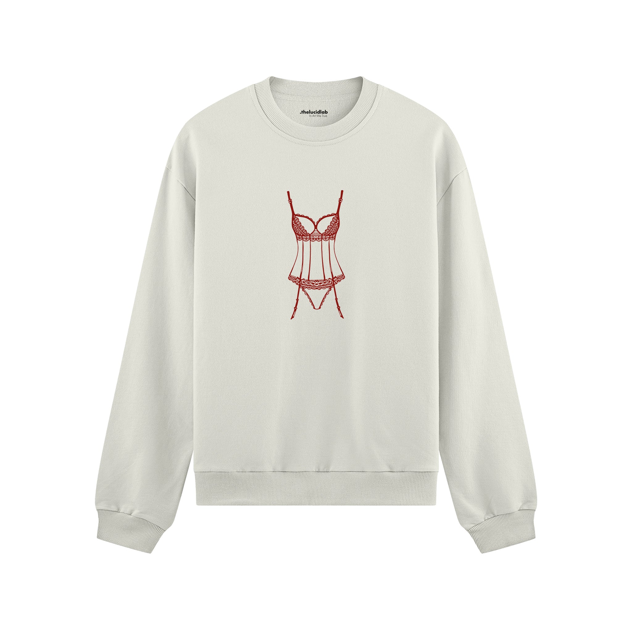Bordeaux Silhouette Oversize Sweatshirt Beyaz Ön