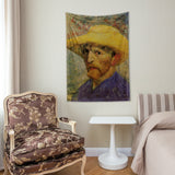 Van Gogh Self-Portrait with Straw Hat - Hasır Şapkalı Otoportre Duvar Örtüsü