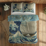 Almond Blossoms & Kanagawa Oki Nami Ura Çift Taraflı Nevresim Takımı