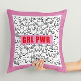 Girl Power Pembe Çift Taraflı Kırlent Kılıfı 2 Adet