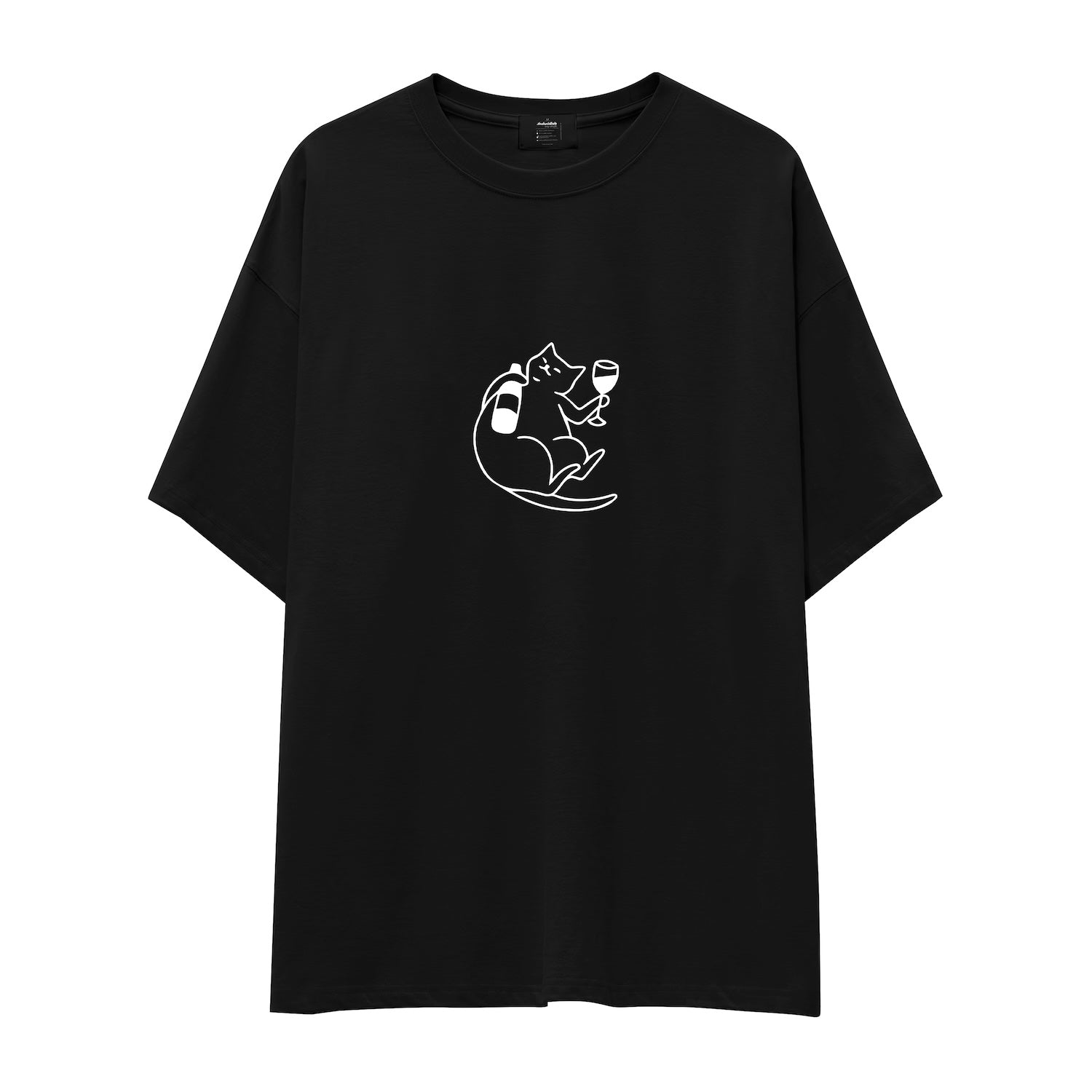 Wine Lover Cat Oversize Tişört
