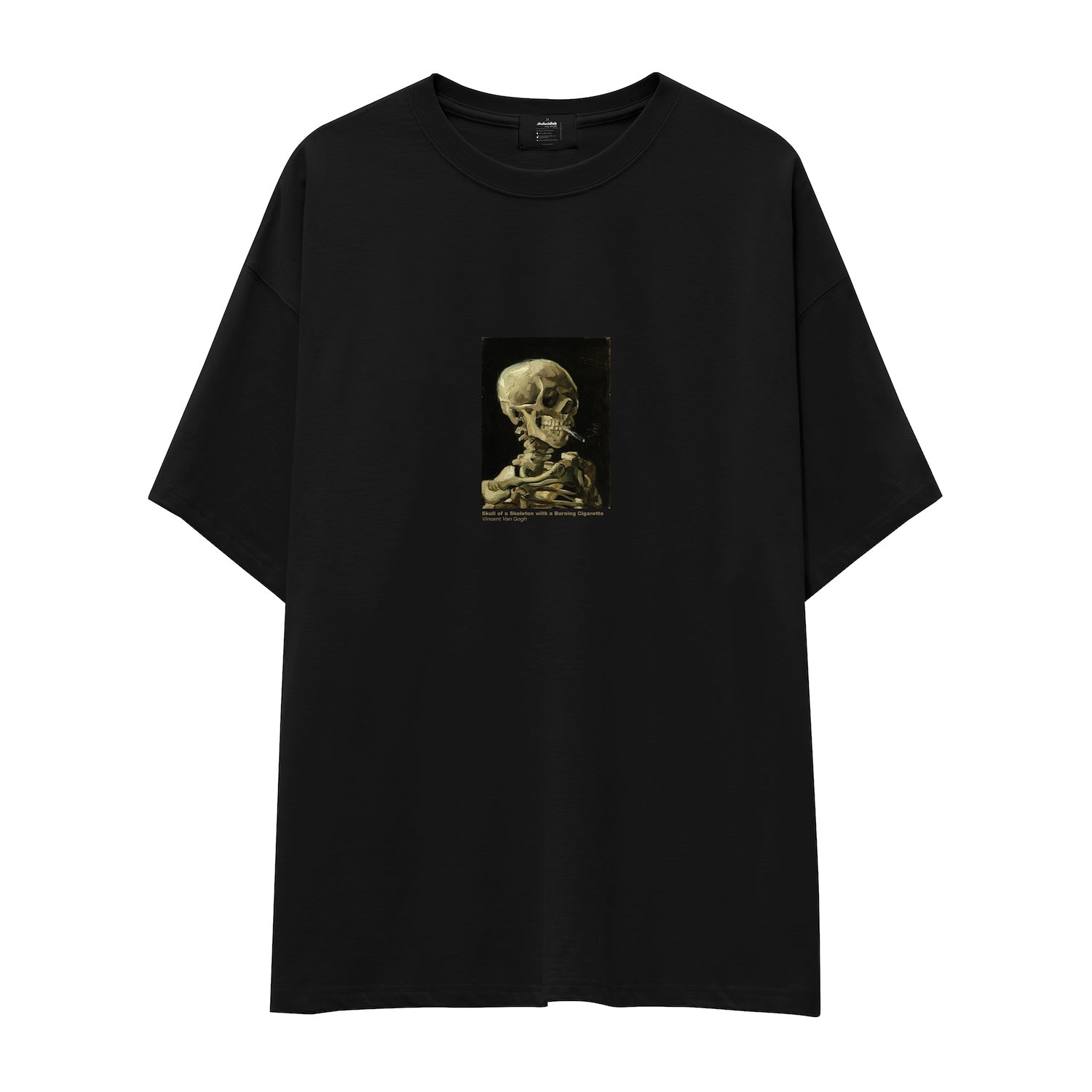 Skull of a Skeleton with Burning Cigarette Oversize Tişört