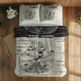 Millennium Falcon Ivory & Death Star Chalkboard Çift Taraflı Nevresim Takımı