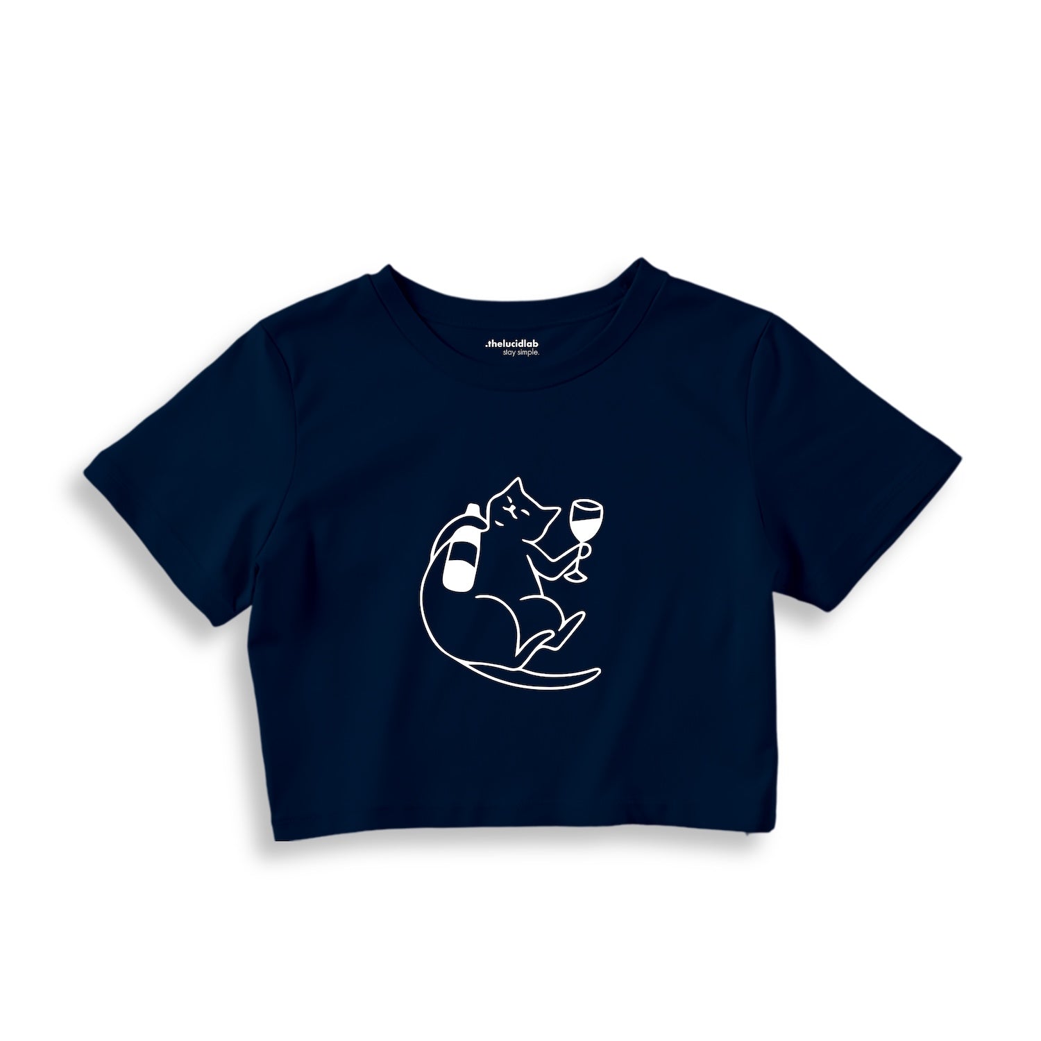 Wine Lover Cat Crop Tişört