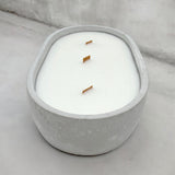 Sandalwood - Vanilla Scented Boat Concrete Candle with 3 Wooden Wicks