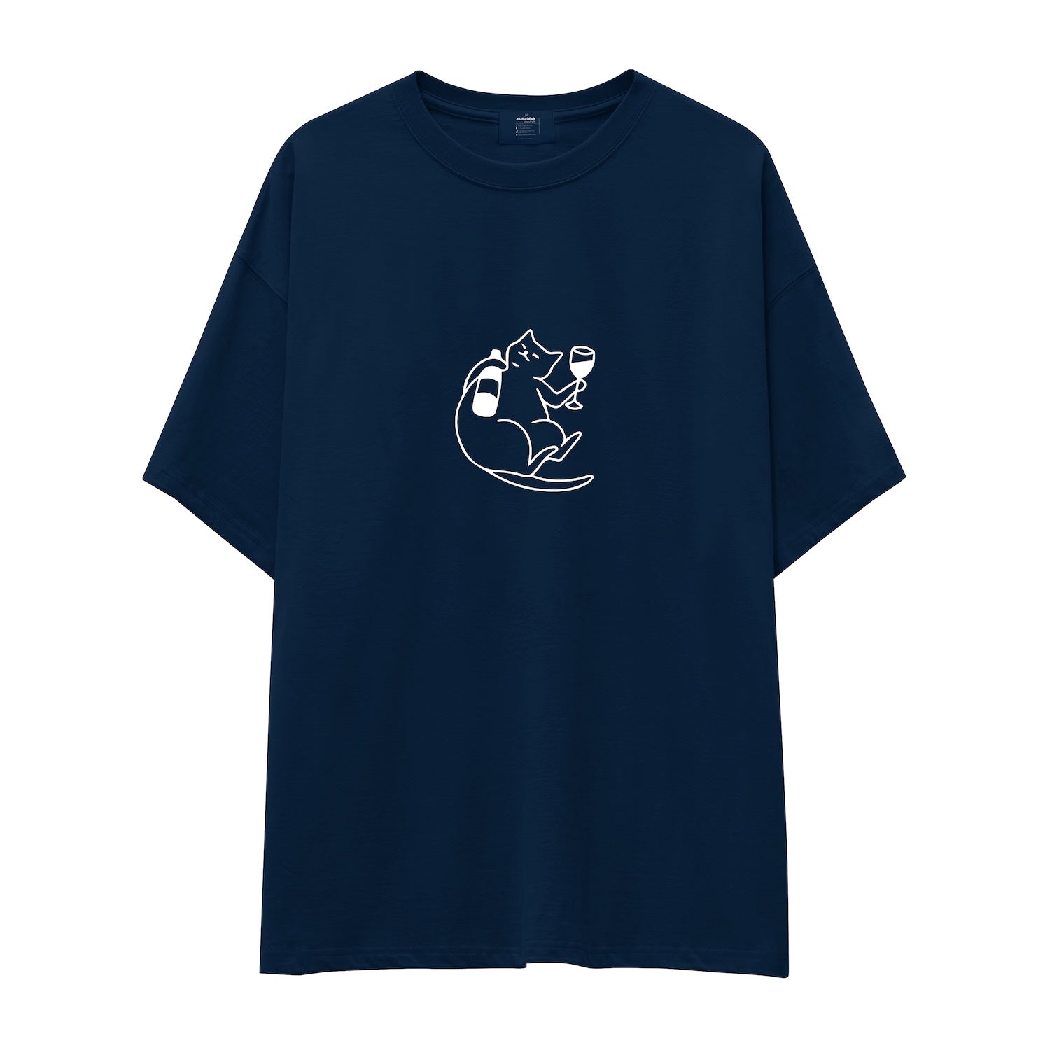 Wine Lover Cat Oversize Tişört