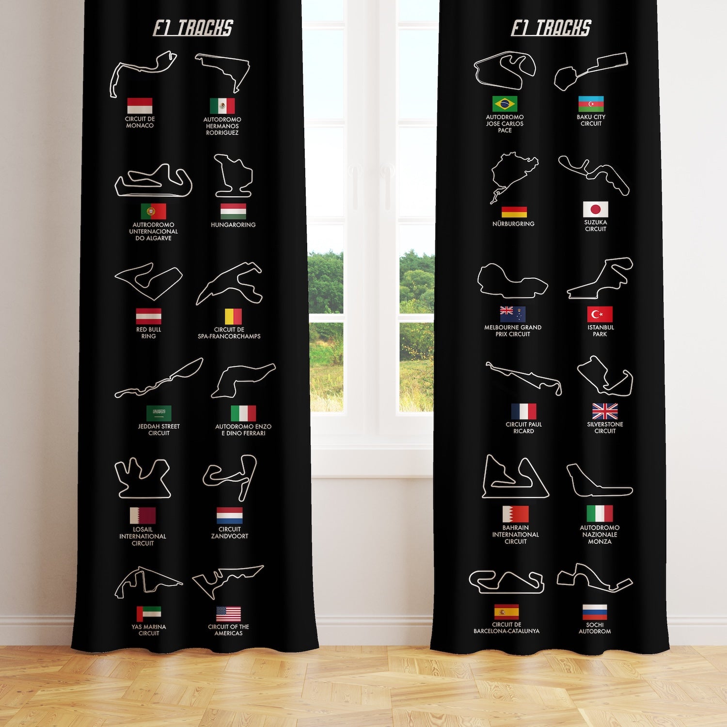 All Tracks Black / Formula 1 Pistleri Fon Perde