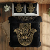 Gold Hamsa & Golden Lotus Çift Taraflı Nevresim Takımı