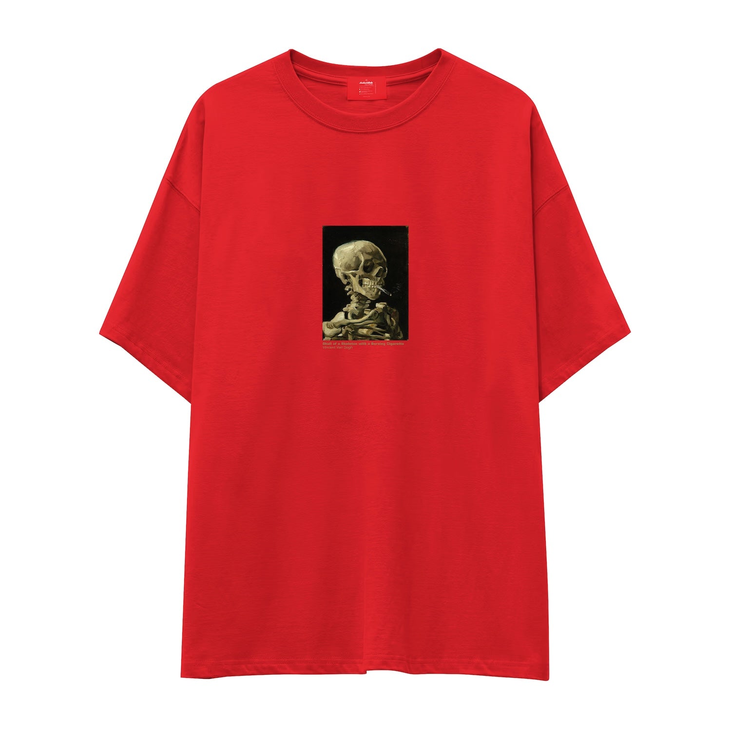 Skull of a Skeleton with Burning Cigarette Oversize Tişört