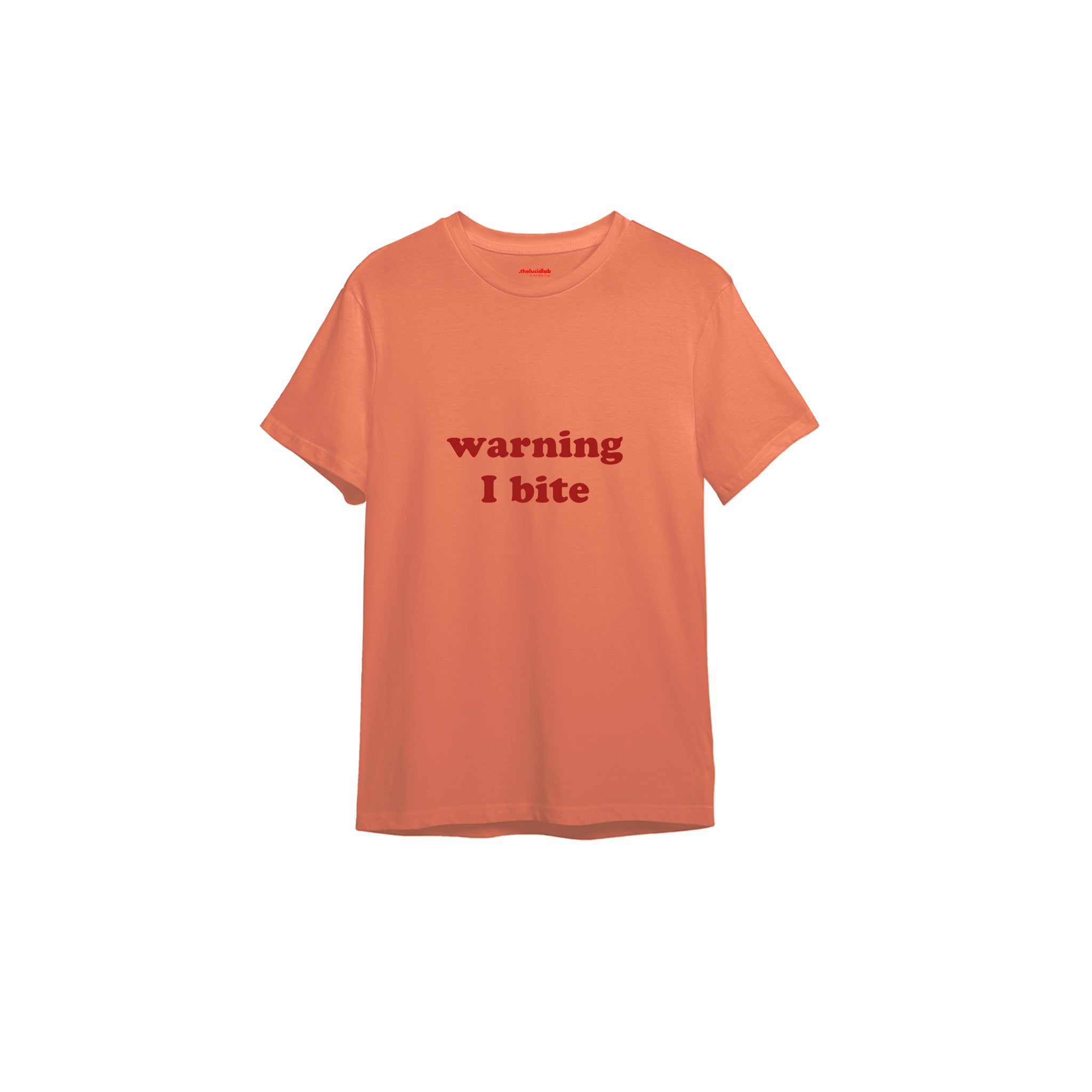 Warning I Bite Tişört — Somon