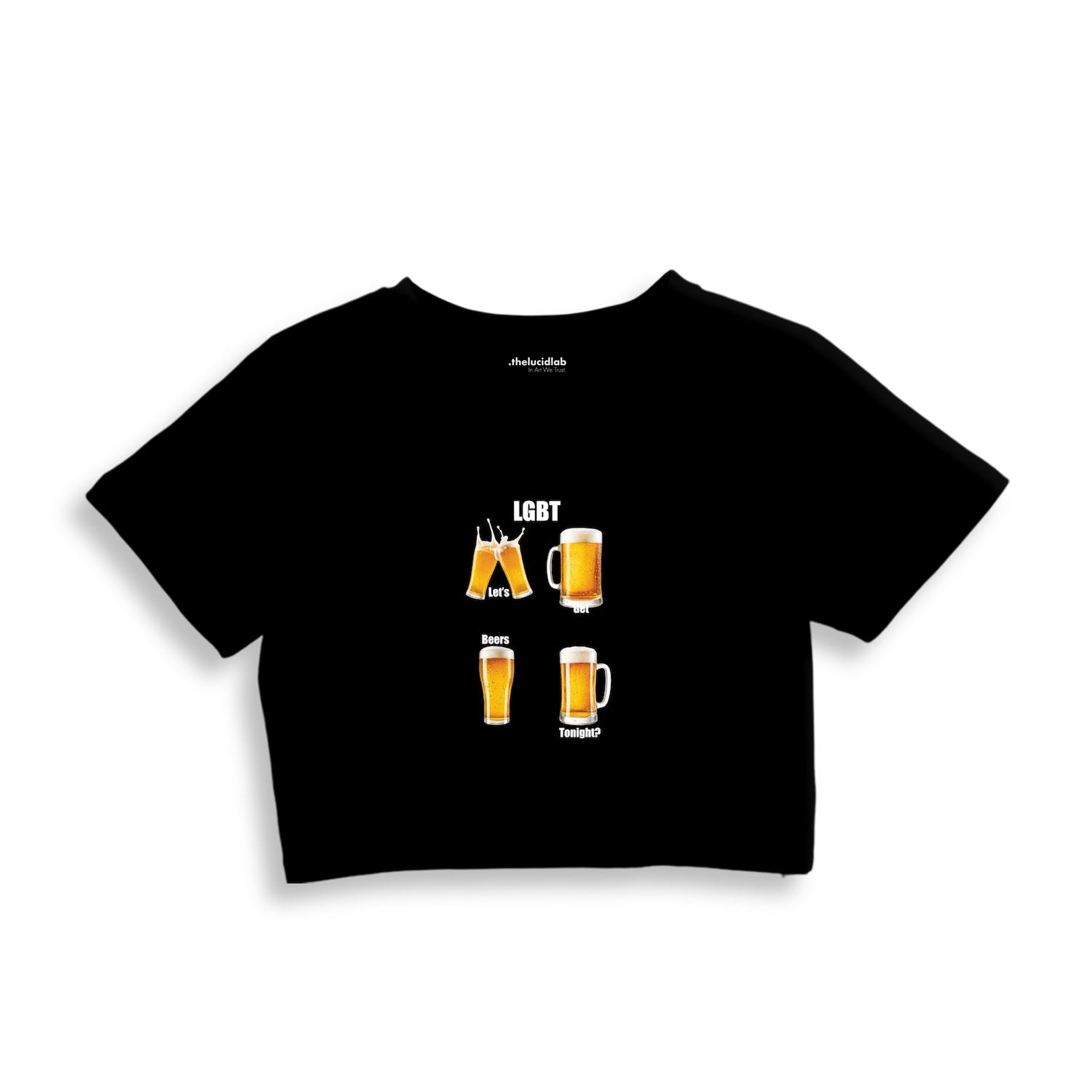 Lets Get Beers Tonight Crop Tişört — Siyah