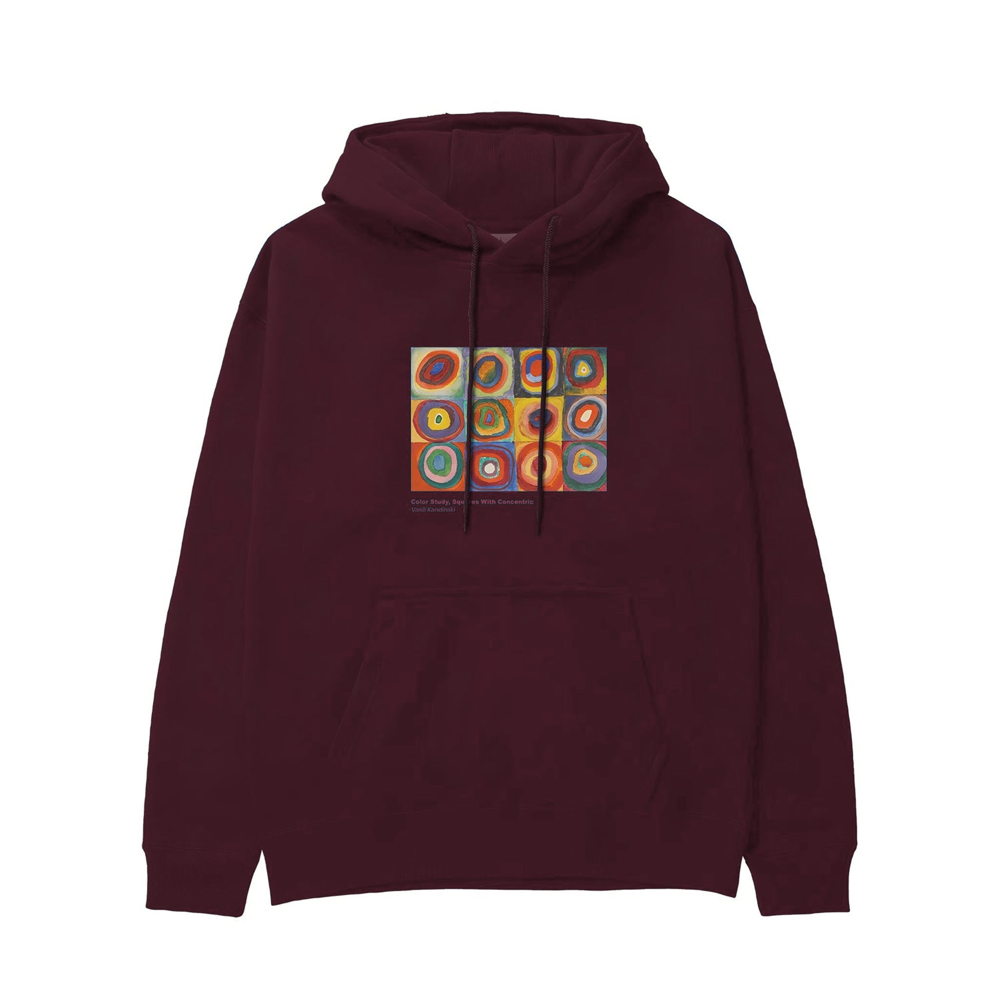 Color Study, Squares With Concentric Circles Hoodie — Bordo — Görsel 1